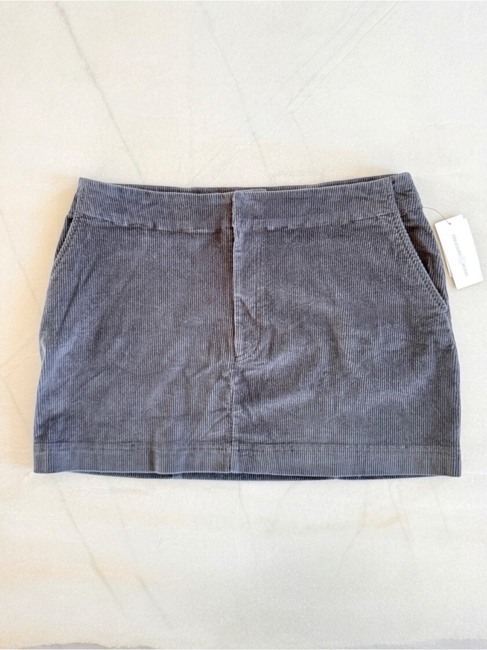 NWT Treasure & Bond Gray Corduroy Mini Skirt Straight Stretch Womens XL